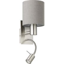 Bild für Eglo 96479 Wandleuchte Stofflampe PASTERI Textil grau E27 LED 1X40W;1X3,8W H:38cm L:15cm mit Wippschalter