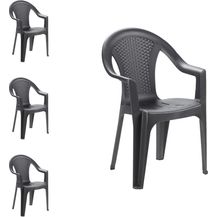Bild für 4 Stapelstuhl Gartenstuhl Kunststoff Wetterfest Rattan Optik Anthrazit