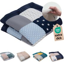 Bild für Krabbeldecke Baby Krabbeldecke 100x100 cm "Blau Hellblau Grau" (Made in EU)