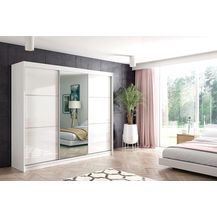 Bild für ALTDECOR Kleiderschrank mit Spiegel und Schiebetüren, kugelgelagerte Führungsschienen und Aluminium-Leisten, LED-Beleuchtung (weiß + 16 Farben)