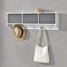 Bild für Wandgarderobe Horsens mit Aufbewahrungsboxen 100x20x30cm Weiß/Grau en. casa