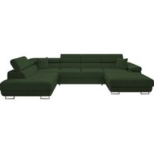 Bild für Ecksofa Torezio Bis Cord mit Bettkasten, Schlaffunktion und Einstellbare Kopfstützen (Farbe: Poso 14, Seite: Links)