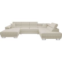 Bild für Ecksofa Torezio Bis Cord mit Bettkasten, Schlaffunktion und Einstellbare Kopfstützen (Farbe: Poso 100, Seite: Rechts)