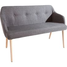 Bild für invicta INTERIOR Sitzbank Scandinavia dunkelgrau mit Armlehne Bank Buche Gestell im Retro Trend Küchenbank