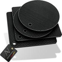 Bild für AVANA Topfuntersetzer Silikon Untersetzer Multifunktional Pfannenuntersetzer Topflappen, Zubehör für Töpfe, Pfannen, Auflaufformen, 4er Set, Hitzebeständig, Wabenmuster (2 Rund, 2 Viereckig)