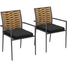 Bild für Outsunny 2er-Set Rattan Gartenstuhl Gartensessel Set mit Kissen