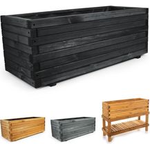 Bild für BooGardi Pflanzkübel Pflanzkasten Holz mit Vlies (Hochbeet 90cm schwarz)