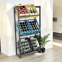 Bild für DanDiBo Getränkekistenregal 6 Kisten Schwarz Metall Stehend 96563 Getränkekistenhalter 71 cm Obstkistenständer Flaschenkistenregal