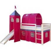 Kinderbett Hochbett Spielbett Kinderhochbett Vorhang Rutsche Turm