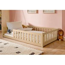Bild für Kids Collective Kinderbett Bodenbett 120x200 cm mit Rausfallschutz & Lattenrost Montessori Bett Bed Gitterbett Kinder Jugendbett Einzelbett 