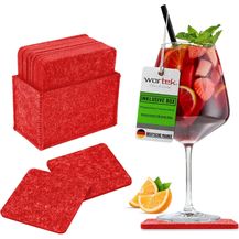 Bild für wortek Getränkeuntersetzer Filz-Untersetzer Eckig für Gläser 10er Set + Box