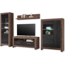 Bild für Wohnwand BALIN Anbauwand inkl. Beleuchtung Eiche Canyon / Schwarz ca. 325 x 197 x 45 cm