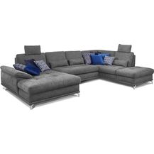 Bild für Cavadore Wohnlandschaft Castiel mit Federkern / Großes Schlafsofa in U-Form mit Bettkasten