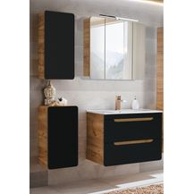 Bild für Badezimmer Set in seidenmatt anthrazit mit Wotan Eiche Nb. NEW-LUTON mit 81 cm Keramik-Waschtisch & LED-Spiegelschrank