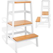 KIDUKU Lernturm, Weiß/Natur, ab dem Stehalter, Kiefer massiv, bis 90 kg