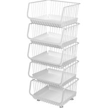 Bild für bremermann Aufbewahrungskorb Aufbewahrungskörbe 5-stufig mit Einlegeböden, aus Metall in weiß (5 St)