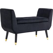 Bild für HOMCOM Luxus Sitzbank Polsterbank mit Stauraum Armlehnen Truhenbank Samtartiges Polyester Gummiholz Schwarz 107 x 42 x 65 cm