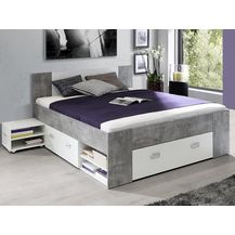 Bild für Bett >Belfast I< in Betonoptik Lichtgrau