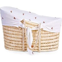 Bild für CHILDHOME Moseskorb mit Matratze und Bezug Natur Herz-Muster