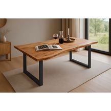 Bild für Esstisch Baumkante massiv Akazie natur 160 x 85 schwarz QUINN 61854154