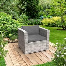 Bild für BRAST Poly-Rattan Gartenmöbel Lounge Set Einzelsessel mit Armlehnen grau