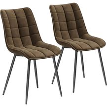 Bild für 2er-Set Küchenstuhl mit Rückenlehne aus Samt Metallbeine Elif braun