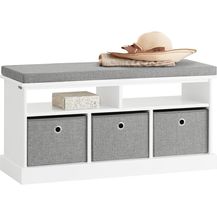 Bild für Schuhtruhe Sitzkommode Schuhschrank mit 3 Körben Sitzbank mit Sitzkissen