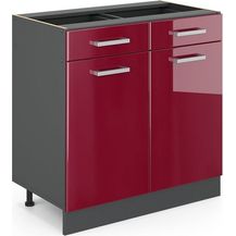 Bild für Küchenunterschrank R-Line Rot Hochglanz 80 cm ohne Arbeitsplatte Vicco