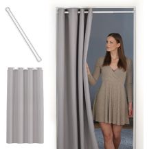 Bild für tinycurtains Türvorhang mit Stange weiß 70-120 cm Thermo Vorhang ohne Bohren