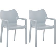 Bild für CLP 2er Set Stapelstuhl DIVA Kunststoff-Gartenstuhl mit Armlehnen,hellgrau