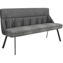 Bild für byLIVING Bank CALIFORNIA / Rücken Webstoff anthrazit / Sitz Vintage-Velvet anthrazit mit Keder / Gestell Metall schwarz / Bank mit Rückenlehne / B 180