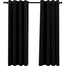 Bild für vidaXL Verdunkelungsvorhänge Ösen Leinenoptik 2 Stk. Schwarz 140x175cm 321152