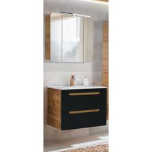 Bild für Badmöbel Waschplatz Set in seidenmatt anthrazit mit Wotan Eiche Nb. NEW-LUTON mit 81 Keramik-Waschtisch