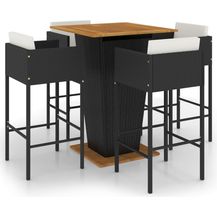 Bild für vidaXL 5-tlg. Gartenbar-Set mit Kissen Poly Rattan Schwarz 3094804