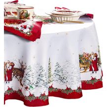 Bild für Elrene Home Fashions Villeroy & Boch Toy's Fantasy Holiday/Christmas Santa Winter Woodland Engineered Fabric Tablecloth