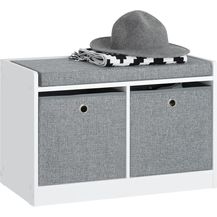 Bild für Schuhbank mit Sitzfläche und 2 grauen Körben Holz Weiß FSR65-K-DG