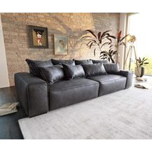Bild für Big-Sofa Sirpio XL 270x125 cm Anthrazit Vintage Kedernaht