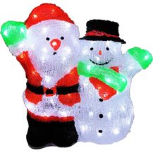 Bild für Mojawo Lichtervorhang Acryl Weihnachtsmann + Schneemann 90 LEDs kaltweiß Außenbeleuchtung