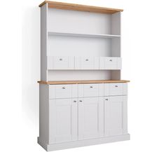 Bild für Vicco Küchenvitrine Sideboard Küchenregal Bergamo Weiß Eiche Küchen Schrank 121x87 cm Vintage Ablage Schublade Schranktür Anrichte Küchenmöbel