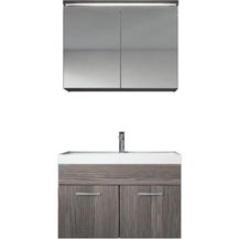 Bild für Badezimmer Badmöbel Set Paso 02 80cm Waschbecken Grau Eiche