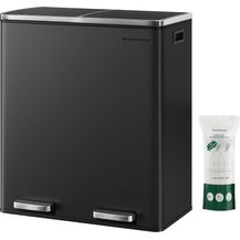Bild für Songmics Mülleimer mit 2 Fächern und Softclose, luftdicht inkl. Müllbeutel, Metall, 60 (2x30)