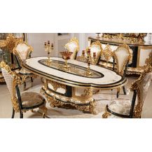 Bild für Casa Padrino Luxus Barock Esszimmer Set Weiß / Mehrfarbig / Blau / Gold