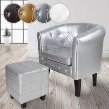 Bild für MIADOMODO® Chesterfield Sessel mit Rautenmuster inkl. Hocker