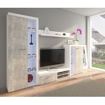 Bild für Wohnwand Rumba Weiß matt + Beton hell NB