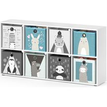 Bild für Kinderregal Scutum Weiß 143 x 72 cm mit 8 Faltboxen Vicco