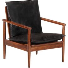 Bild für vidaXL Sessel Schwarz Echtleder und Massivholz Akazie 340922