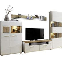 Bild für Wohnwand Schrankwand Anbauwand Wohnzimmer-Set 2 FUN PLUS weiß Holz Licht
