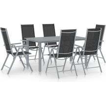Bild für vidaXL 7-tlg. Garten-Essgruppe Aluminium Silbern und Schwarz 3070636