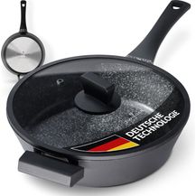 Bild für ZWIEGER Große Pfanne mit Deckel 28cm – Schmorpfanne 28 cm hoher Rand, Aluguss, vollflächiger Edelstahlboden, für alle Herdarten (inklusive Induktion)