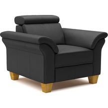 Bild für CAVADORE Echtleder-Sessel Ammerland / Sessel im Landhaus-Stil mit Federkern + Kopfteilverstellung / 101 x 84 x 93 / Leder Schwarz